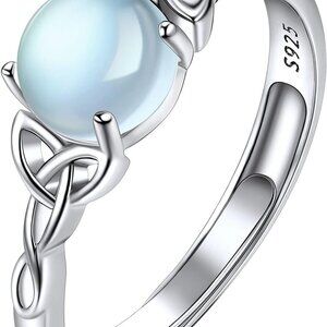 925 Sterling Silver Good Luck Celtic Twisted Knot/Claddagh Heart Birthstone Ring